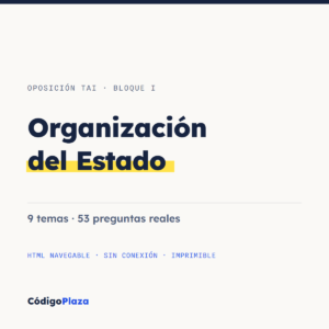 Bloque I del TAI: Organización del Estado, 9 temas y 53 preguntas reales
